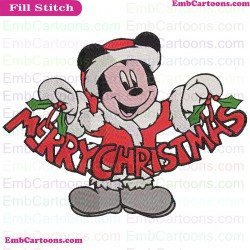 Mickey Mouse Santa With Word Christmas Embroidery Design