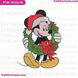 Mickey Mouse Wreath Christmas Embroidery Design
