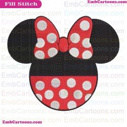 Minnie Bow Dress Red Mickey Mouse Embroidery Design