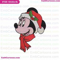 Minnie Face Christmas Mickey Mouse Embroidery Design