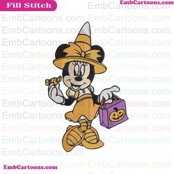 Minnie Halloween Witch Embroidery Design
