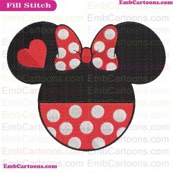Minnie Heart Mickey Mouse Embroidery Design
