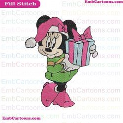 Minnie Mouse Mickey Christmas Present Embroidery Design