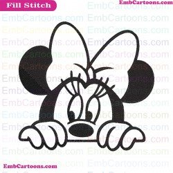Minnie Peeking 2 Mickey Mouse Embroidery Design