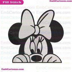 Minnie Peeking Mickey Mouse Embroidery Design