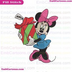 Minnie Present Mickey Mouse Christmas Embroidery Design