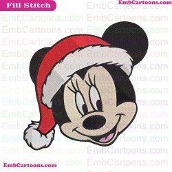 Minnie Santa Face Christmas Hat Mickey Mouse Embroidery Design