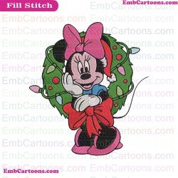 Minnie Wreath Mickey Mouse Christmas Embroidery Design