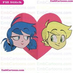 Miraculous Ladybug Angie Nasca And Adrien Agreste Love Embroidery Design