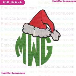 Monogram Christmas Dr Seuss The Cat In The Hat Embroidery Design
