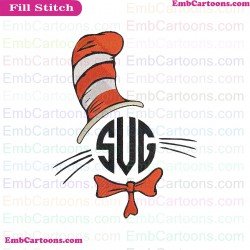 Monogram Cravat Dr Seuss The Cat In The Hat Embroidery Design
