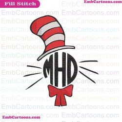 Monogram Hat Cravat Dr Seuss The Cat In The Hat Embroidery Design 2