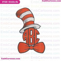 Monogram Hat Cravat Dr Seuss The Cat In The Hat Embroidery Design