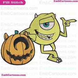 Monsters Inc Mike Wazowski Pumpkin Embroidery Design