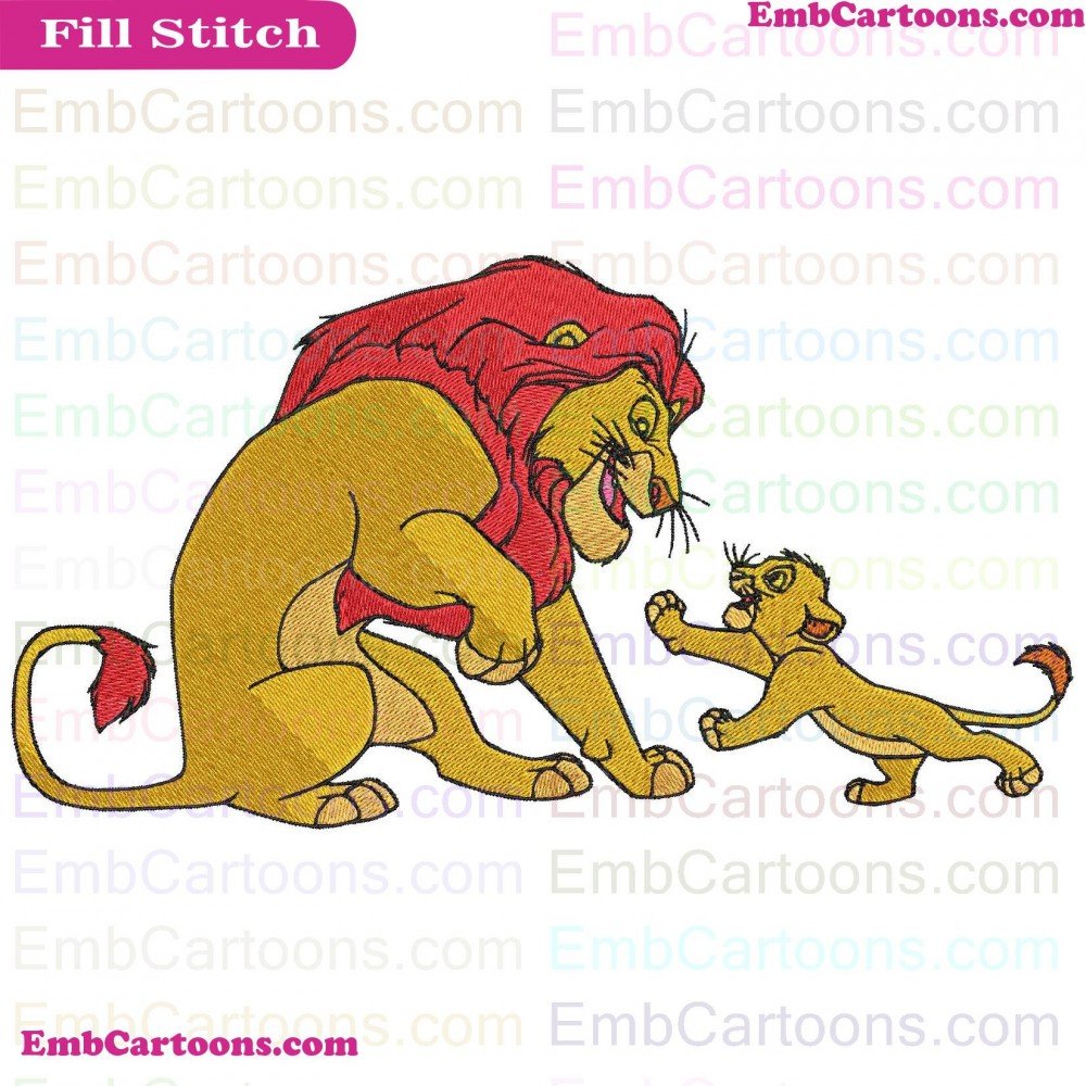 Mufasa And Applique Design, Mufasa And Embroidery Design, And Baby Applique Design, And Baby Embroidery Design, Baby Simba Applique Design, Baby Simba Embroidery Design, Simba The Applique Design, Simba The Embroidery Design, The Lion Applique Design, The