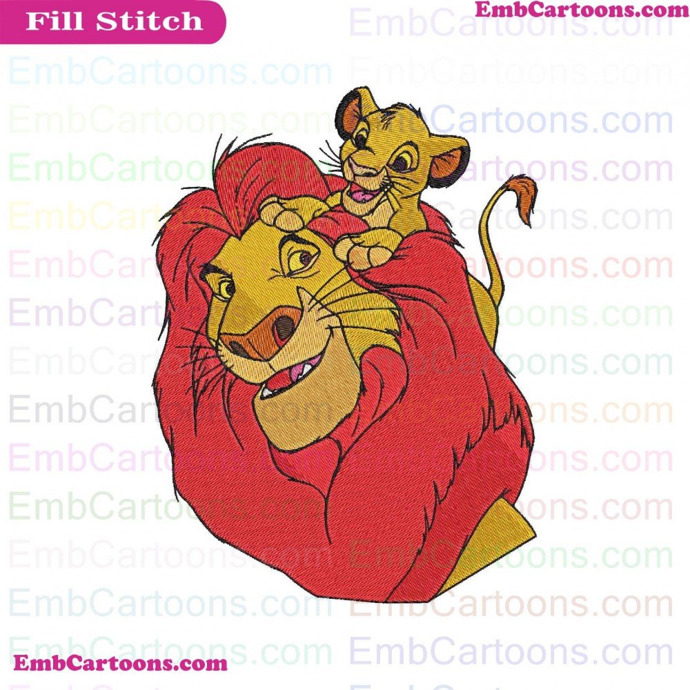 Mufasa And Applique Design, Mufasa And Embroidery Design, And Baby Applique Design, And Baby Embroidery Design, Baby Simba Applique Design, Baby Simba Embroidery Design, Simba The Applique Design, Simba The Embroidery Design, The Lion Applique Design, The