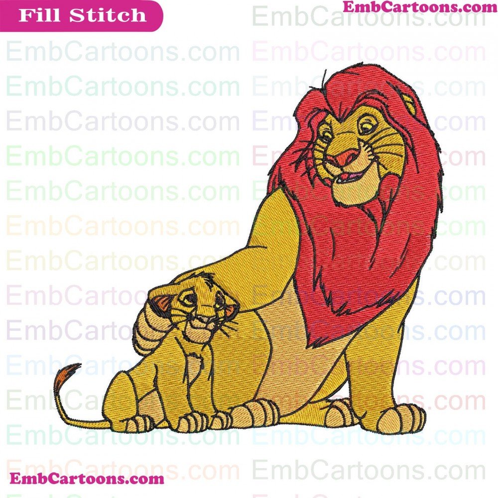 Mufasa And Applique Design, Mufasa And Embroidery Design, And Baby Applique Design, And Baby Embroidery Design, Baby Simba Applique Design, Baby Simba Embroidery Design, Simba The Applique Design, Simba The Embroidery Design, The Lion Applique Design, The