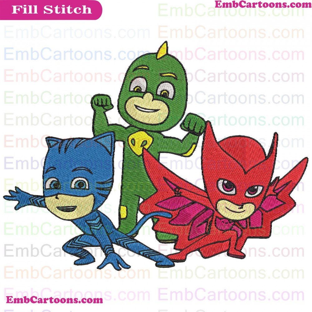 Pj Masks Applique Design, Pj Masks Embroidery Design, Masks Silhouettes Applique Design, Masks Silhouettes Embroidery Design, Silhouettes Color Applique Design, Silhouettes Color Embroidery Design, Pj Masks Bag