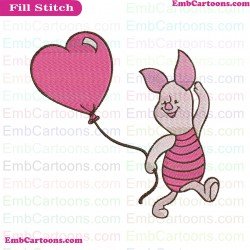 Piglet Balloon Winnie The Pooh Embroidery Design