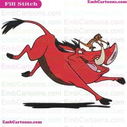 Pumbaa Timon And Pumbaa Embroidery Design 9