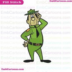 Ranger Smith Thinking Yogi Bear Embroidery Design