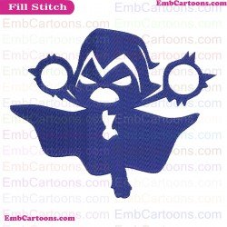 Raven 1 Color Teen Titans Go Embroidery Design