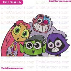Raven And Starfire And Cyborg And Beast Boy Teen Titans Go Embroidery Design