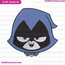 Raven Face Teen Titans Go Embroidery Design