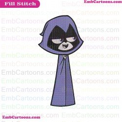 Raven Stand Up Teen Titans Go Embroidery Design