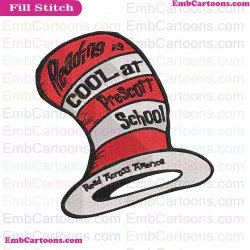 Reading Is Cool At Prescott School Dr Seuss The Cat In The Hat Embroidery Design