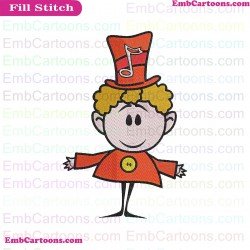 Red Notekins Embroidery Design