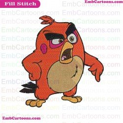 Red The Angry Birds Embroidery Design