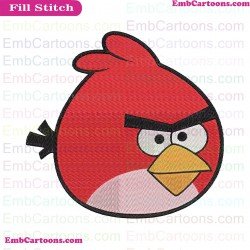 Red The Angry Birds Face Embroidery Design 2