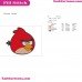 Red The Angry Birds Face Embroidery Design 2