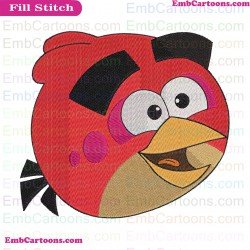 Red The Angry Birds Face Embroidery Design 3