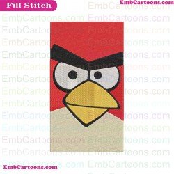 Red The Angry Birds Face Embroidery Design 4