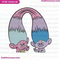 Satin Chenille Heads Trolls Embroidery Design
