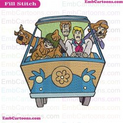 Scooby Doo And Friends In Bus Embroidery Design