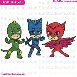 Silhouettes Color 2 PJ Masks Embroidery Design