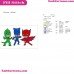 Silhouettes Color 2 PJ Masks Embroidery Design