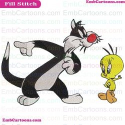 Silvestre And Piolin Embroidery Design
