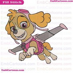 Skye Flaying Paw Patrol Embroidery Design
