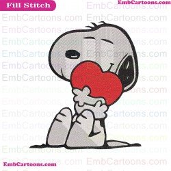 Snoopy Hugging A Heart Embroidery Design