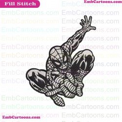 Spider Man Silhouette Shooting Embroidery Design