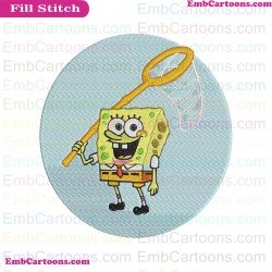 Spongebob Squarepants And Fishing Net Embroidery Design