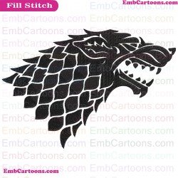 Stark Wolves Game Of Thrones Black Embroidery Design