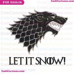 Stark Wolves Game Of Thrones Let It Snow Embroidery Design 2