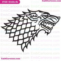 Stark Wolves Game Of Thrones Outline Embroidery Design