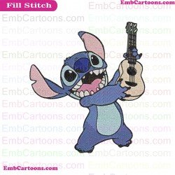 Stitch Guitar Singer Lilo And Stitch Left Embroidery Design