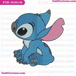 Stitch Looking For One Side Lilo And Stitch Left Embroidery Design